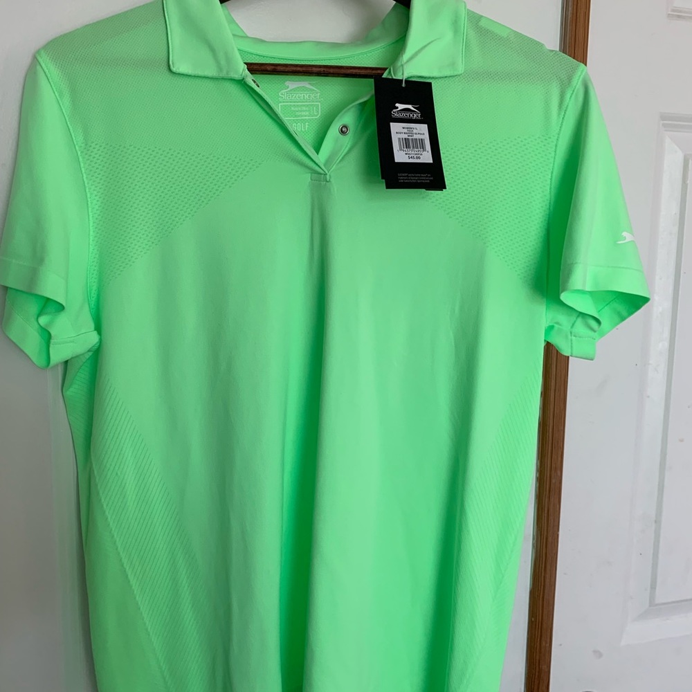 Slazenger Lime Polo Golf Shirt sz L